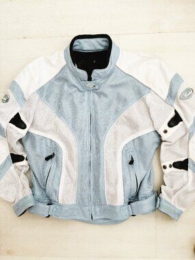 Cortech LRX Air Women’s Mesh Motorcycle Jacket Blue/White Size M Medium 10-12